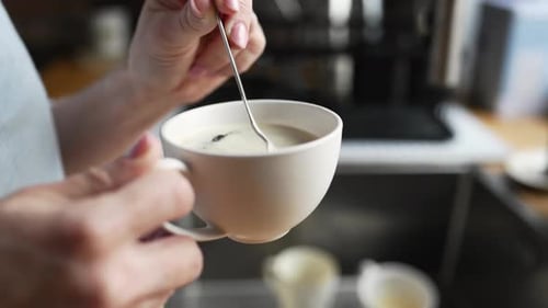 Coffee Cappuccino Preparation Process with Cafe Maker