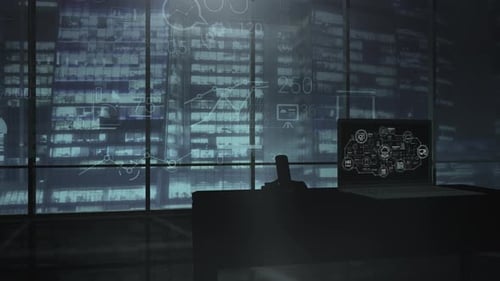 Laptop Illustration of Cloud Services Animation with Zooming