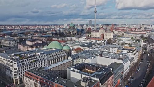 Aerial view revealing Berlin city center , Germany