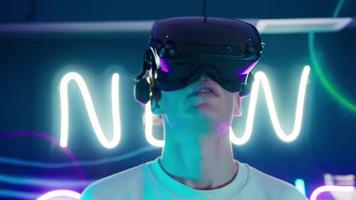 Person Immersed in a Virtual Reality Experience