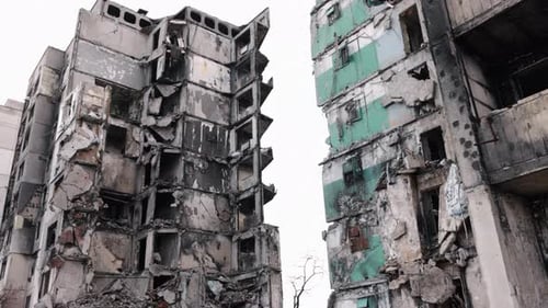Exterior of Heavily Damaged Buildings
