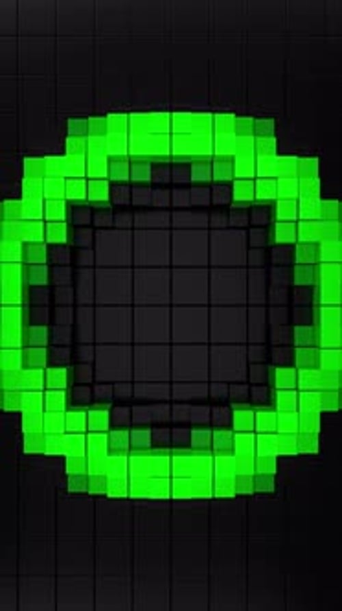 Anneau vertical en néon futuriste vert, animation abstraite en boucle 3D transparente. Rendu 3D