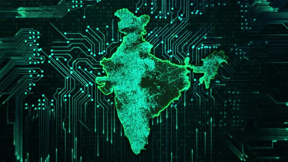 Futuristic Circuit Board India Map Technology Animation, Backgrounds ...