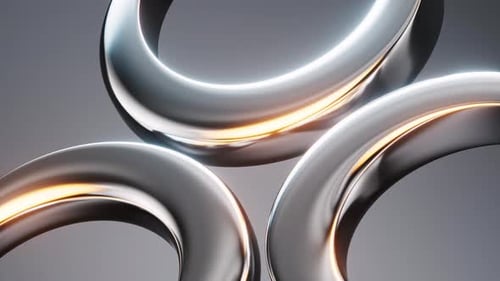 Abstract Metallic Rings Dynamic Glowing Light Background