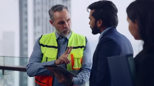 Engenheiro de construção Foreman conversando com empresário