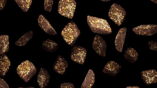 Endlos fallende Schwarzkümmelbrote auf Alpha
