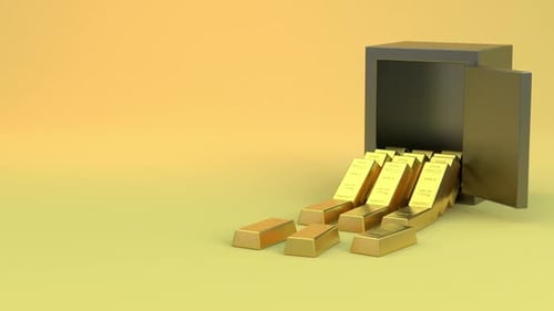3D Safe Opening and Gold Bars Spilling Animation