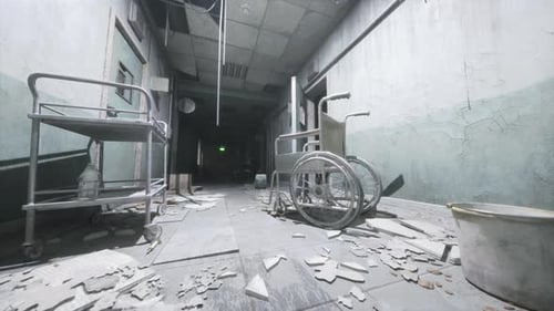 Dark Inside an Abandoned Decaying Mental Hospital