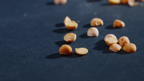 Close Up Yellow Peas Closeup Lies on Black and Blue Background Ukrainian Culture Light Protein Food