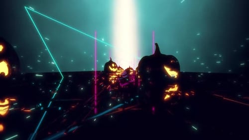Halloween Neon Pumpkins Loop
