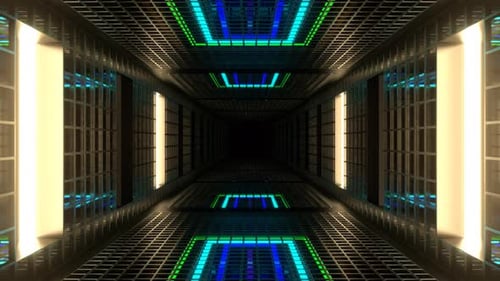Multicolor Grate Tunnel With Strobe Background Vj Loop In 4K