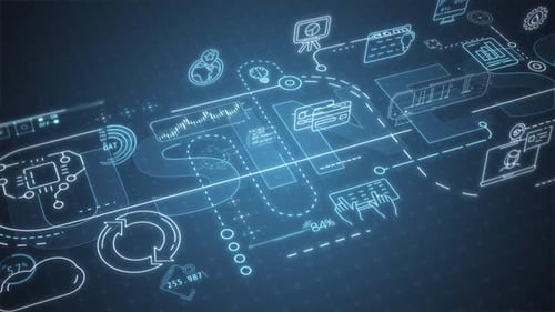 Gráfico Infográfico Animado em 3D de Operações Corporativas