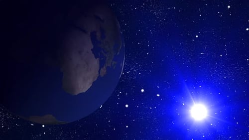 Fantastischer Sonnenaufgang über dem Planeten Erde, Blick auf den Planeten Erde aus dem Weltraum, Tag, Nacht, Weltraum. 2591