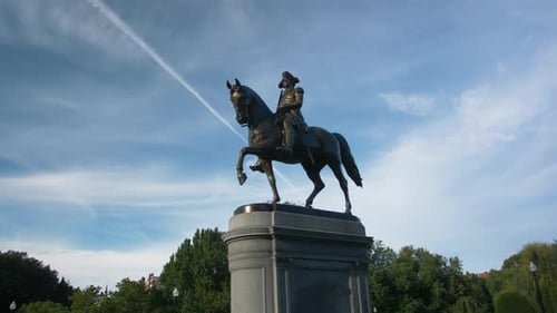 George Washington statue at Boston public gardens monument in Massachusetts USA