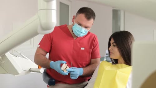 Dentist Explaining Dental Care to Patient