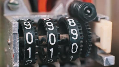 Contadores mecânicos CloseUp em movimento