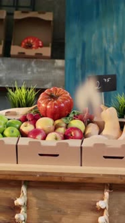 Fresh Produce At Farmer's Market Vertical