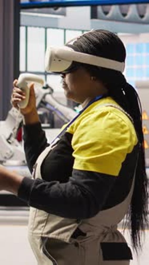 Vertical Video Photovoltaics Smart Factory Specialist Fixing Damaged IoT Sensors Using VR Tech