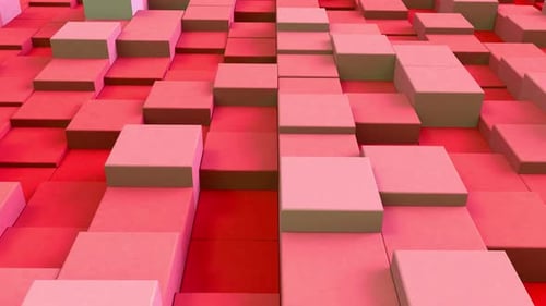 Animated Red Geometric Cubes Pulsating Abstract Background Loop