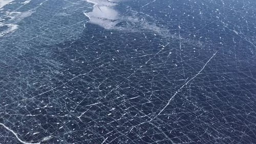 birds eye view over frozen baikal lake at daytime