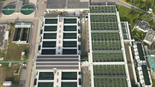 Aerial View of Modern Water Treatment Facility