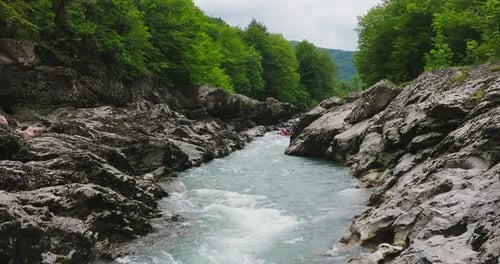 Rafting Down a Mountain River
