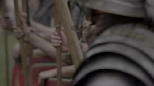 Group of Epic Armies Troop of Historical Gladiators in Uniform Going to War