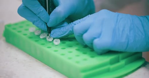 Hands Labeling Vials in a Scientific Lab