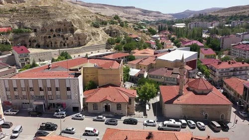 Aerial View Of Sivas Gurun District Center And Ancient Rock City