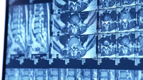 Science laboratory researchment. Close up view of medical test analysis.