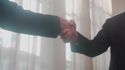 Two Business People Shaking Hands in Agreement
