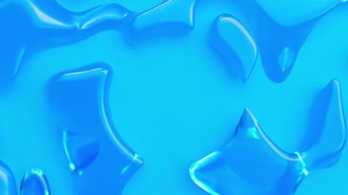 Abstrakte Animation mit fließenden blauen Wassertropfen aus flüssigem Glas mit 3D-Rendering mit zentraler Lochschleife
