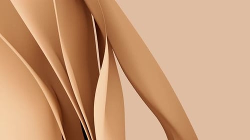 Abstract Wavy Beige Tender Fabric Motion in Wind Peach Fuzz Satin Cloth Soft Crumple Animation 3d