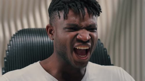 Man Yelling in Frustration Close Up Portrait