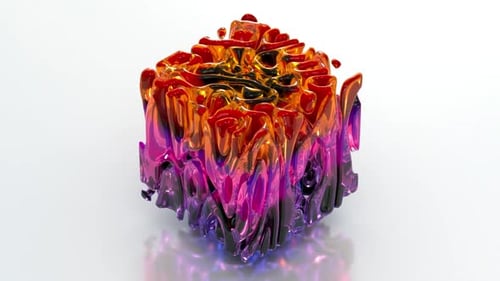 Iridescent Abstract Cube Fluid Morphing Animation