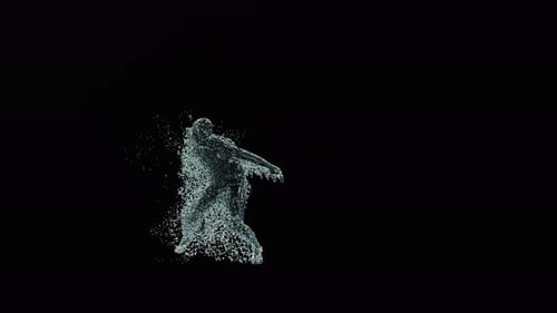 Abstract Human Figure Made of Water Particles Dissolving Effect