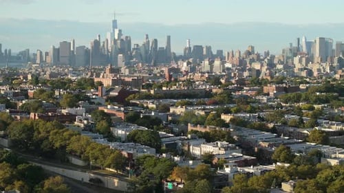 Drone shot of the New York City skyline