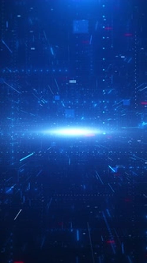 Flying movement at digital space sci fi tunnel hi tech information Digital Cyberspace global network