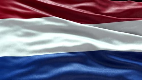 Waving Netherlands Flag Loop with Realistic Fabric Texture