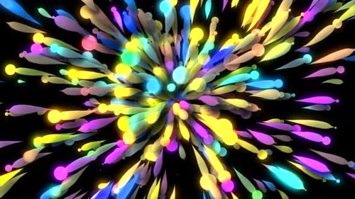 Stream von bunten 3D-Linien und Bällen