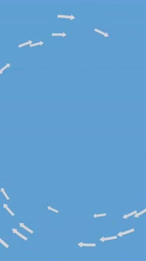 White Arrows Rapidly Spin to Center on Blue Background Achieve a Goal Concept 3d Render Animation