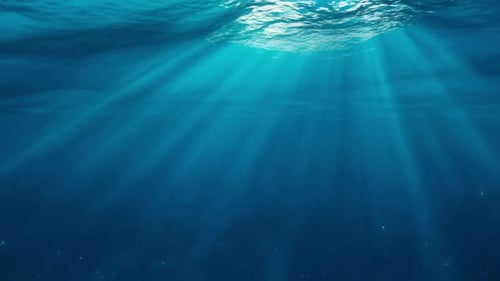 Underwater Sunlight Rays in Deep Blue Ocean Motion Graphic B