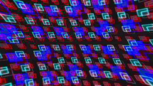 Grille numérique abstraite de carrés colorés pour la technologie et les concepts futuristes