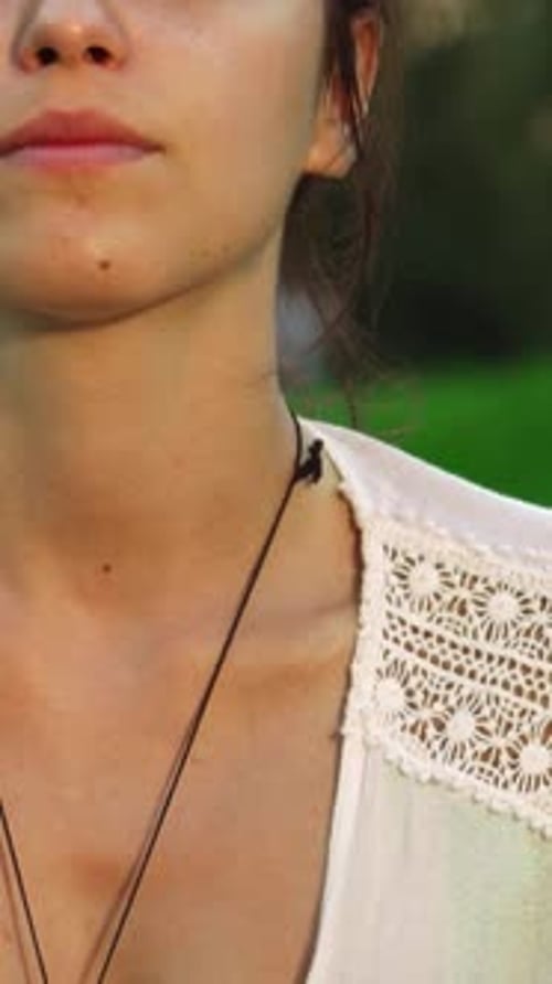 Slender Woman in Fashionable Outfit Close Up