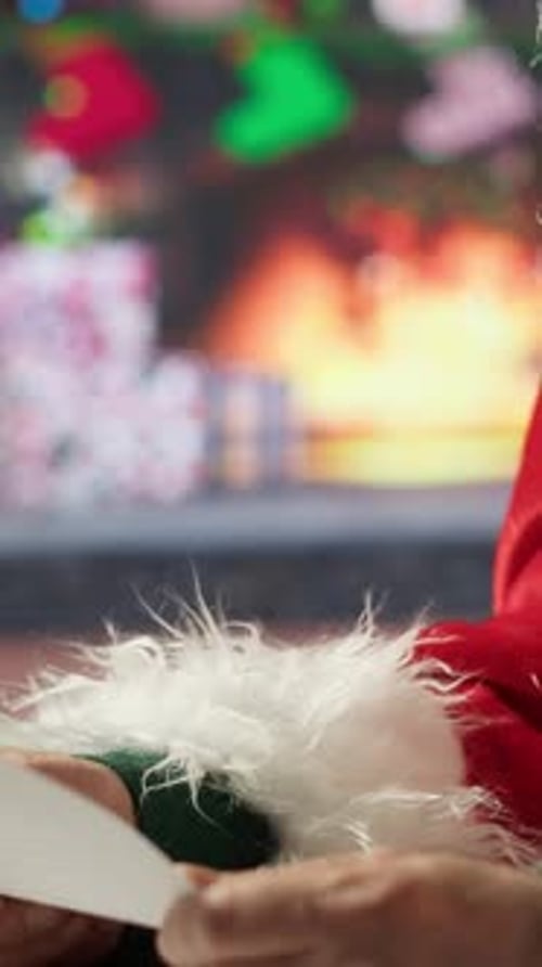 Santa Claus Reading Letters at Christmas