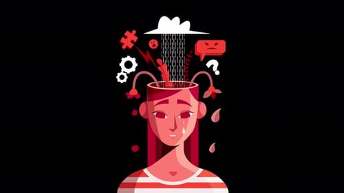 sad woman crying with personal problems 4k animation with alpha channel