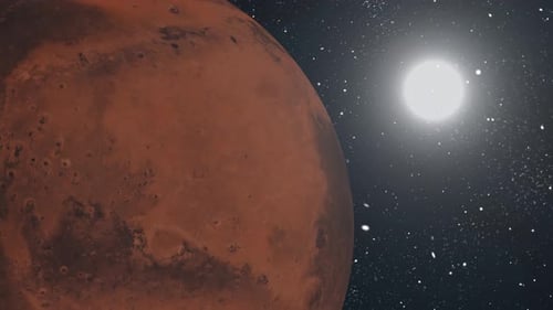 Amazing Sunrise Over The Mars Planet, Mars planet View From Space and Solar System, Day Night. 1583