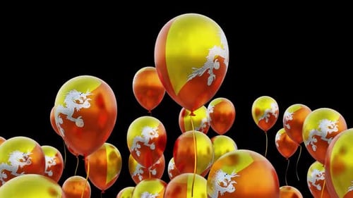 Drapeau du Bhoutan sur les ballons volants