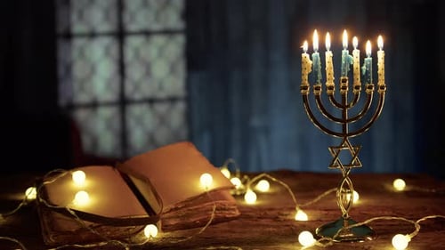 Menorah and Open Book Glow with Fairy Lights