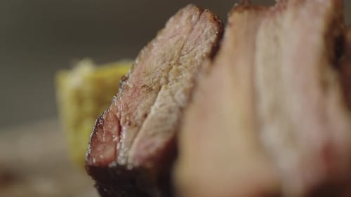 Closeup of Barbecue Ribs Prepared on the Grill By the Chef